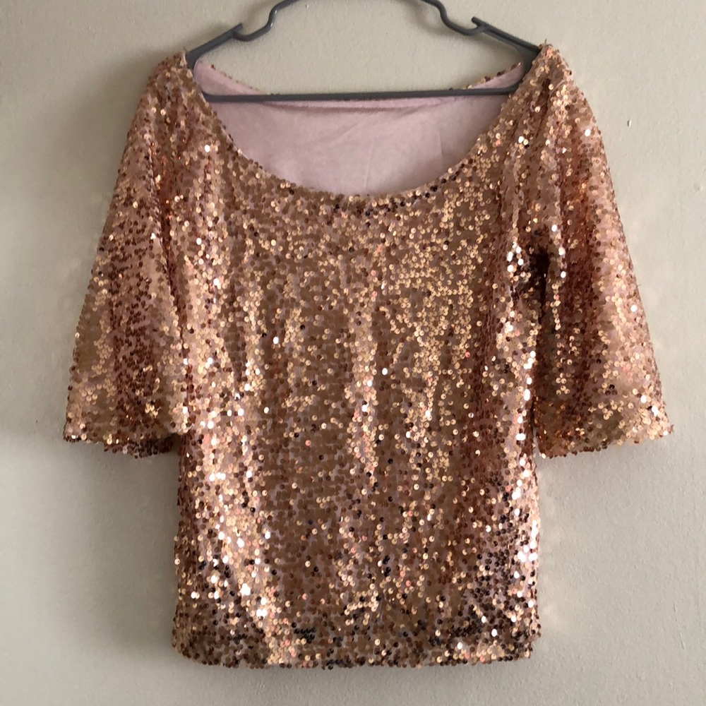 Rose gold sequin top